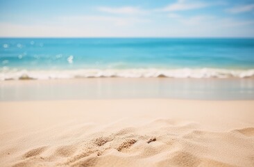 Fototapeta na wymiar Serene Sands & Sapphire Seas: A Stunning Coastal Elegance in Photographic Art Generative AI