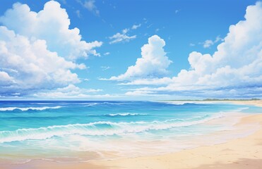 Fototapeta na wymiar Stunning Azure Bliss: The Irresistible Beauty of a Sandy Beach & Turquoise Waters Generative AI