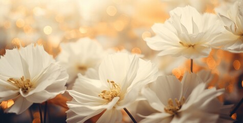 Obraz na płótnie Canvas Unveiling the Serene Elegance: Soft Light on Delicate White Petal Flowers Generative AI