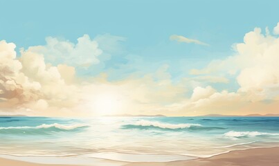 Obraz premium Unwind Your Soul: Bask in the Golden Sunshine at Beach Paradise Generative AI