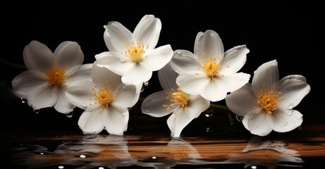 Fototapeta na wymiar Enchanting Dance of White Blossoms on Water - Captivating Nature's Ballet Generative AI