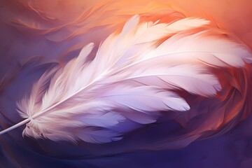Exquisite Unveiling: A Close-Up Study of a Solitary White Feather Against a Rainbow Blur Generative AI