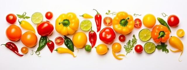 Rainbow Harvest: A Spectacular Spectrum of Vibrant Tomatoes and Peppers Generative AI