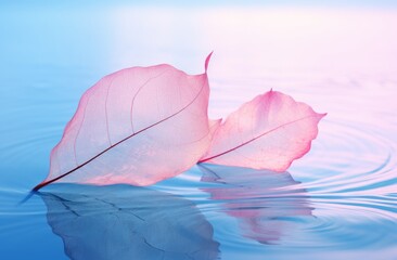 Unraveling the Beauty of Tranquility: Dual Leaves on Azure Waters Generative AI