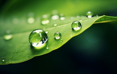 Captivating Interplay of Light and Water on a Verdant Leaf Generative AI