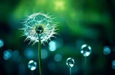 Captivating Artistry: Dew Kissed Dandelion in the Elegant Style of Li - A Visual Delight! Generative AI