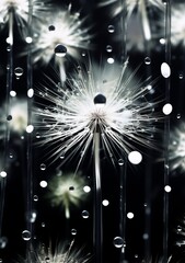Dandelion's Dance: Captivating Capture of Water Droplets Falling Generative AI