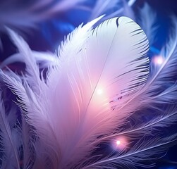 Stunning White Feather Symbolizing Peace and Purity against Blue-Purple Backdrop Generative AI