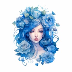 Beautiful girl with butterflies and flowers vector design.