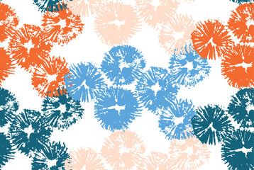 Bright contrast seamless pattern with hand drawn textured abstract daisy flowers shapes. Sketch vector blue and red floral texture for textile, surface design, wallpaper, wrapping paper
