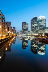 Modern apartments and office buildings in a financial district of London, Canary Wharf