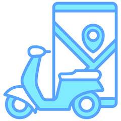 Route blue color icons, related to transportation, ride sharing theme