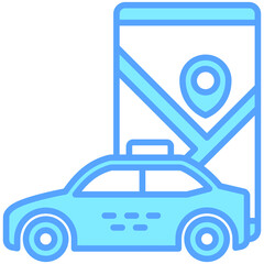 Route blue color icons, related to transportation, ride sharing theme