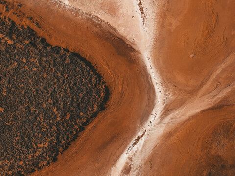 Aerial abstract of a Western Australia salt lake