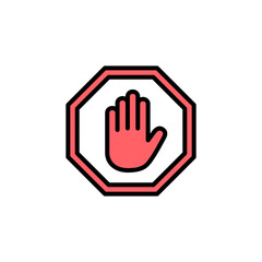 Fototapeta premium Stop icon set illustration. stop road sign. hand stop sign and symbol. Do not enter stop red sign with hand