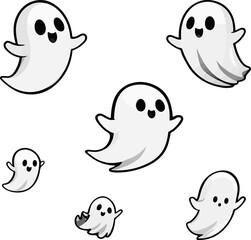 Halloween Themes -  Sheet Ghosts - pum[kins 