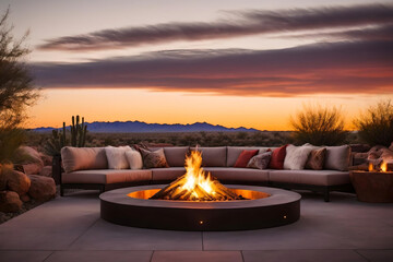 Fire Features at Dusk in the Desert