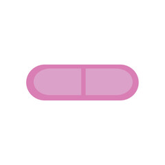 Pink capsule with medication on white background