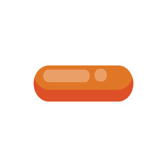 Orange capsule with medication on white background