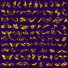 Golden vintage floral elements art deco style decoration. Vector graphic elements for design vector elements. Swirl elements decorative illustration. 