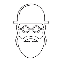 Drawn head of hasidic Jewish man on white background