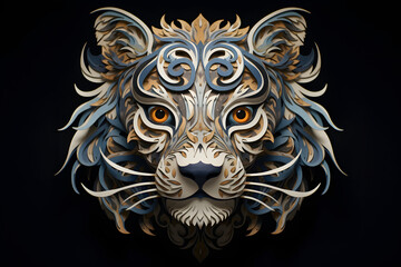 Intricate paper art masks inspired by wildlife, bringing the beauty and spirit of animals to life through delicate craftsmanship. Ai Generated.NO.01