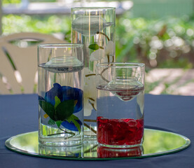 red white and blue table center piece for wedding 