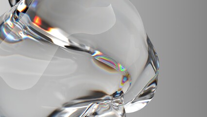 Colorless Organic Glass Transparent Refreshing Refraction and Reflection Elegant Modern 3D Rendering Abstract Background