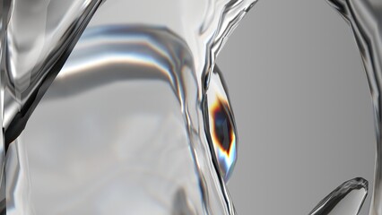 Colorless Organic Glass Organic Clear Refraction and Reflection Elegant Modern 3D Rendering Abstract Background
