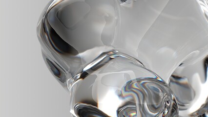 Mysterious fresh refraction and reflection of colorless organic glass Elegant and Modern 3D Rendering abstract background