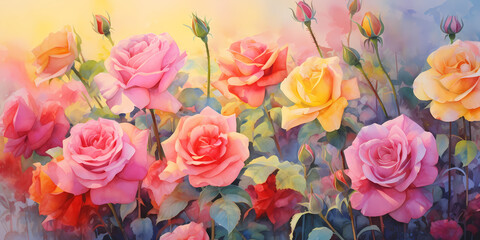Bright_pastel_colored_rose_garden.watercolor.