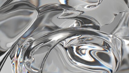 Colorless organic glass mysterious transparent refraction and reflection Elegant Modern 3D Rendering Abstract Background