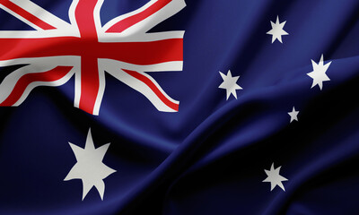 Closeup Waving Flag of Australia
