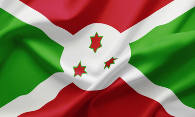 Closeup Waving Flag of Burundi
