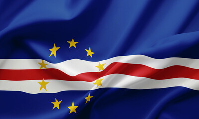 Closeup Waving Flag of Cape Verde