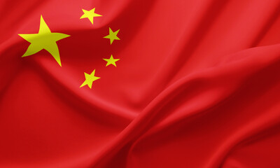 Closeup Waving Flag of China