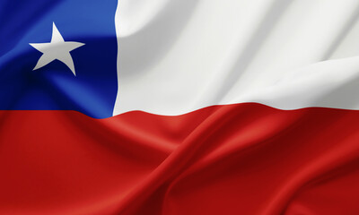 Closeup Waving Flag of Chile