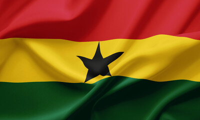 Closeup Waving Flag of Ghana
