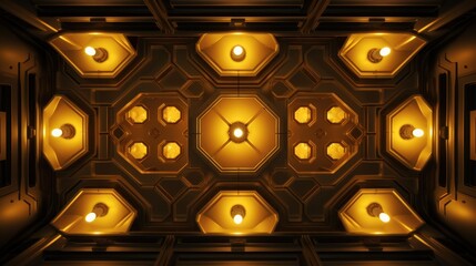 a ceiling with lights and a grid