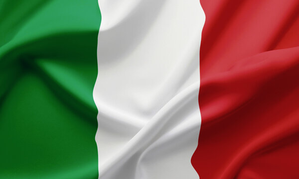 Closeup Waving Flag of Italy
