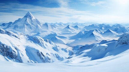 Fototapeta na wymiar a snowy mountain range with blue sky