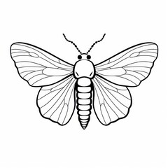 a black and white drawing of a moth