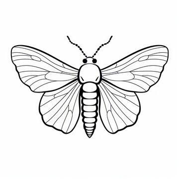 a black and white drawing of a moth
