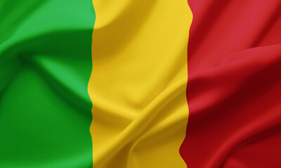 Closeup Waving Flag of Mali