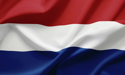 Closeup Waving Flag of Netherland