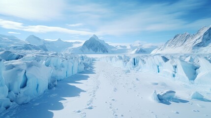 Obraz premium a snowy landscape with ice and mountains