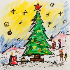 A Child's Crayon Christmas Night
