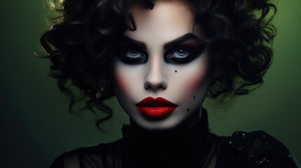 a woman with black and red makeup
