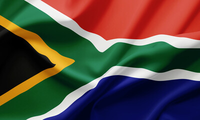 Closeup Waving Flag of South Africa - obrazy, fototapety, plakaty