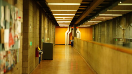 The long corridor view in the big hall buildings 